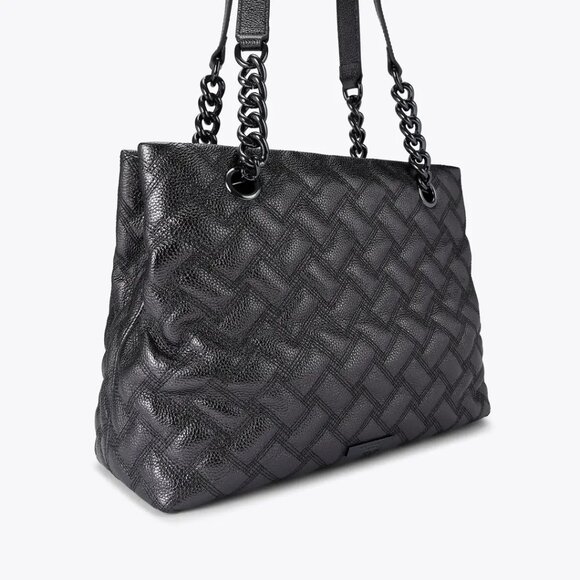 Kurt Geiger London - Kensington Gunmetal Leather Tote Bag - Metallic Silver Grey - Picture 4 of 5